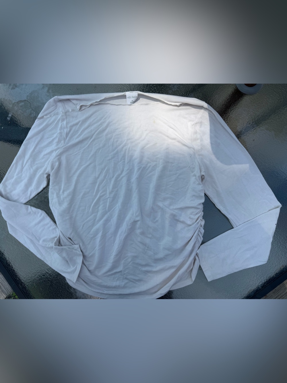 wild fable Cream Long-Sleeve Side Ruched Tee